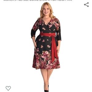 Plus Size Donna Dress In Fall Floral Print
